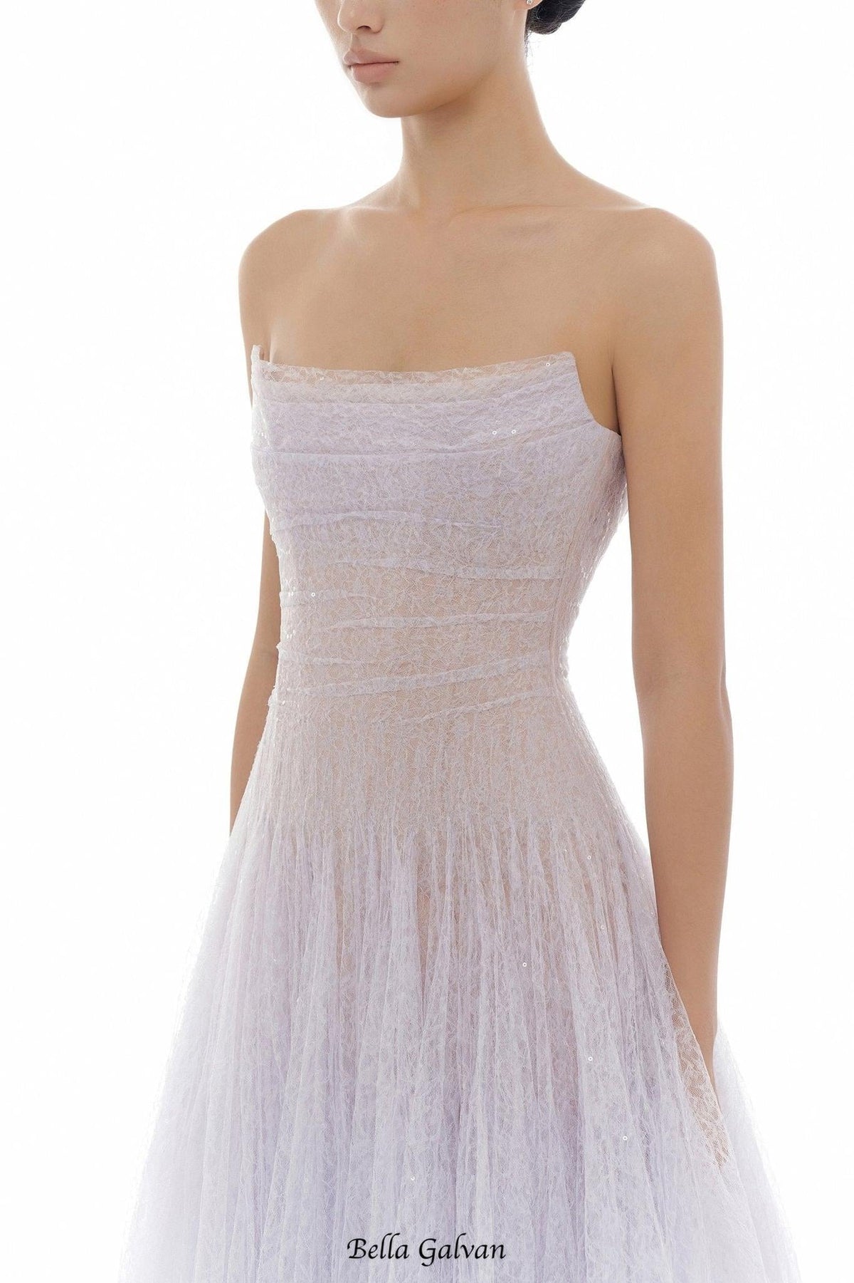 carol Draped Lace Maxi Dress in Violet Flowering Girl
