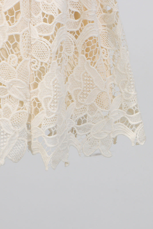 Lace Hollow Sleeveless Mini Dress In Yellow Flowering Girl
