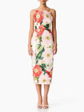 Masaye Strapless Flower Embroidery Midi Dress Flowering Girl
