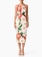 Masaye Strapless Flower Embroidery Midi Dress Flowering Girl
