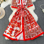 Printed Structured Cotton Or Silk Blend A-Line, Fit-And-Flare Shirt Dress Flowering Girl