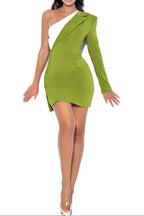 Olive One Sleeve Blazer Mini Dress Flowering Girl