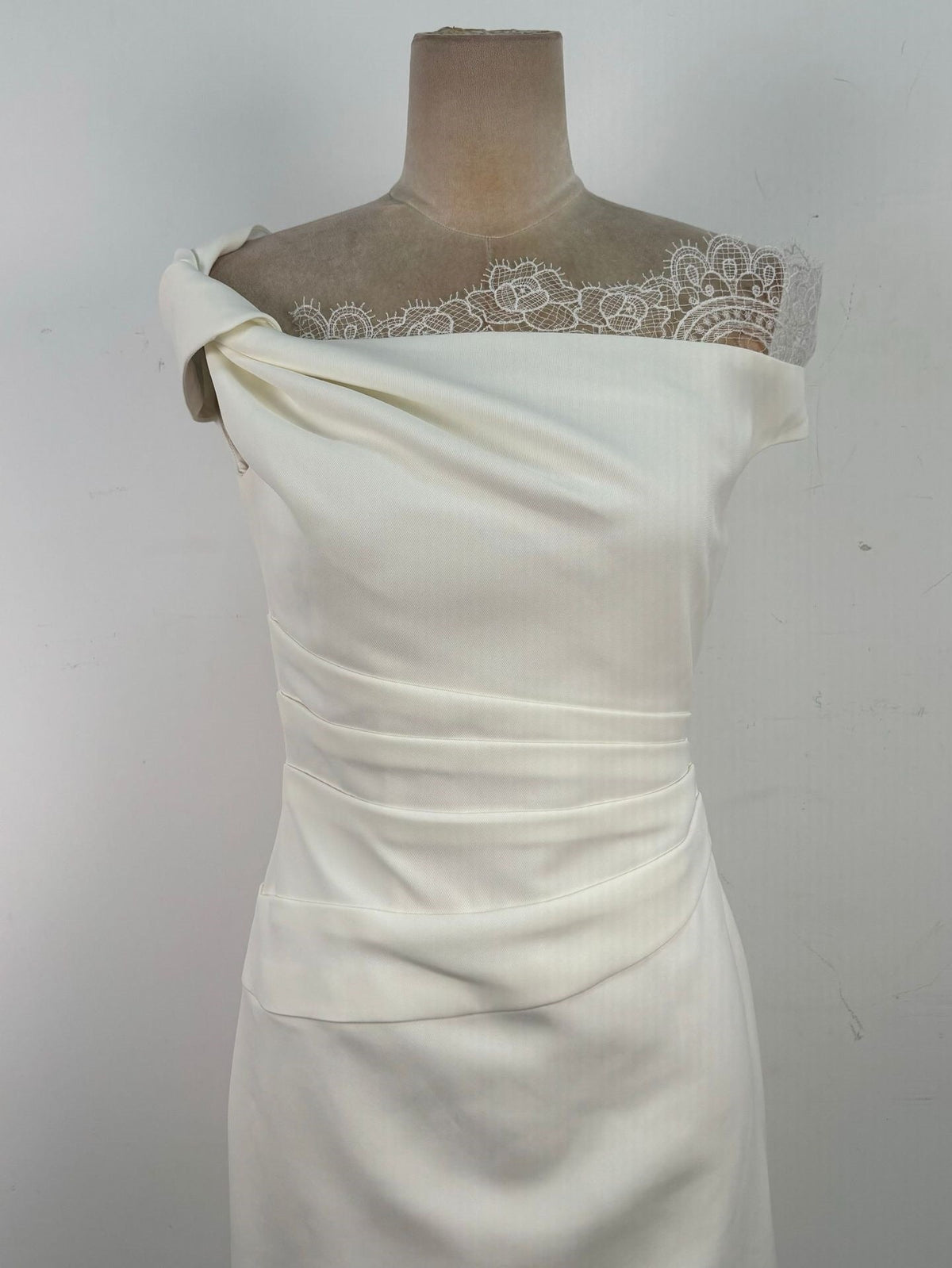 Off-White Crepe Sheath Dress Flowering Girl