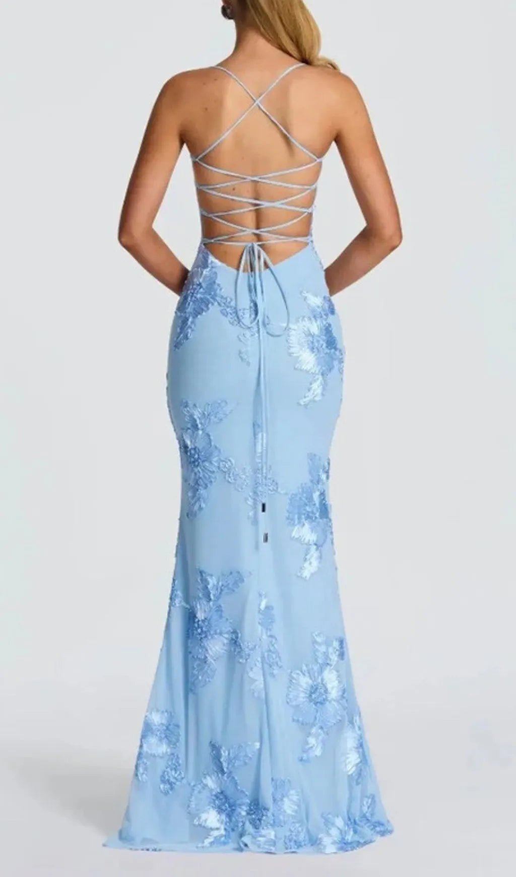 Jaleh Blue Floral Backless Maxi Dress Flowering Girl