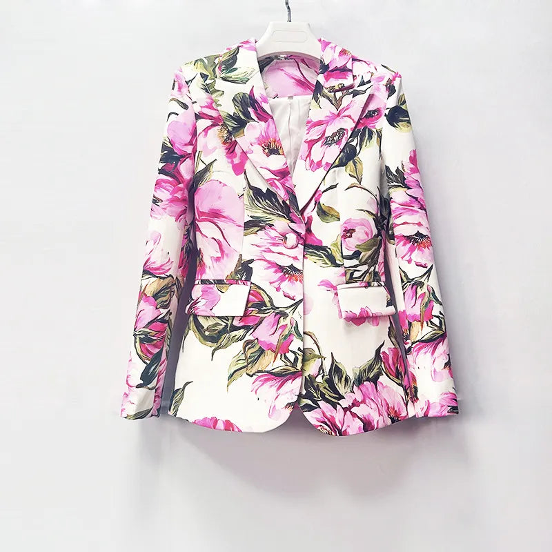 Gonzalo Flower Printed Blazer & Pants Set Flowering Girl