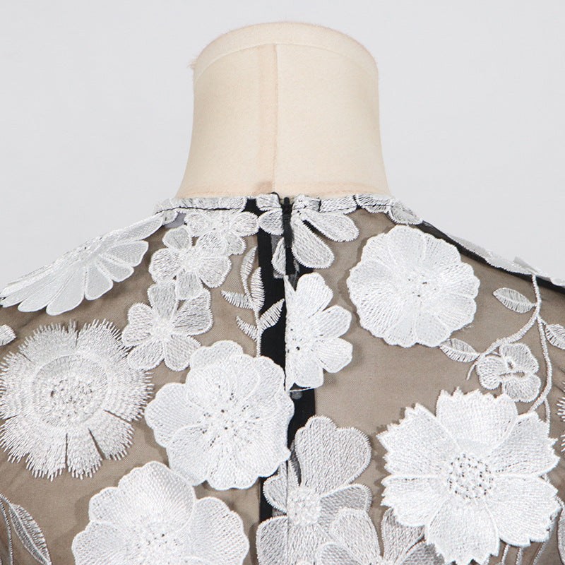 Cessair Sleeveless Flower Embroidery Midi Dress Flowering Girl