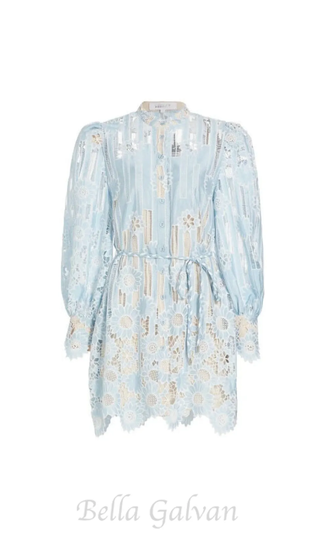 Jetsetter hollow long sleeve Mini Dress In Blue Flowering Girl