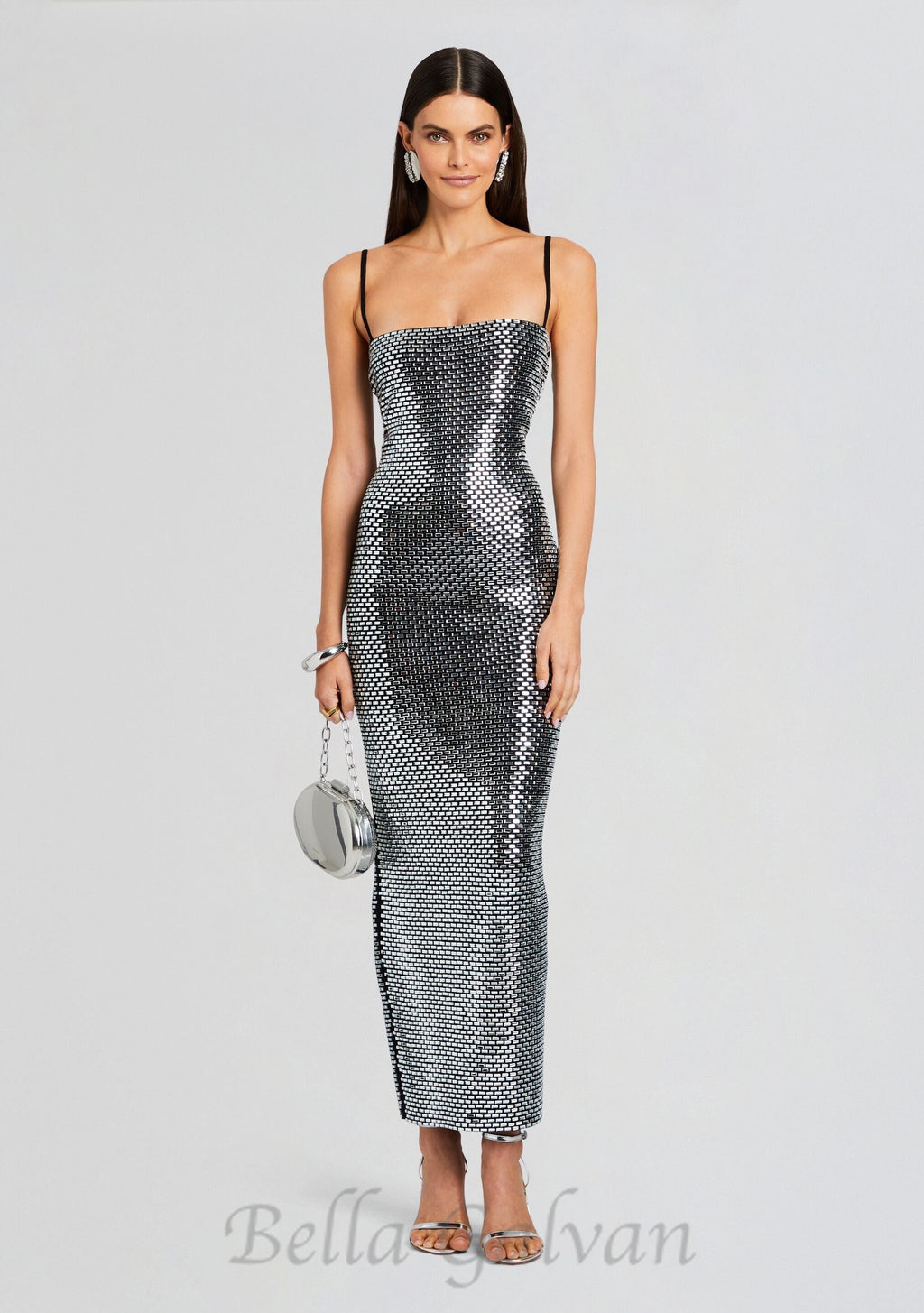 Kyree Embellished Knit midi Dress in black Flowering Girl