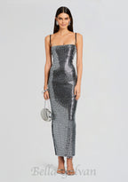Kyree Embellished Knit midi Dress in black Flowering Girl