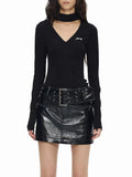 Merrily Black Belt Mini Skirt Flowering Girl
