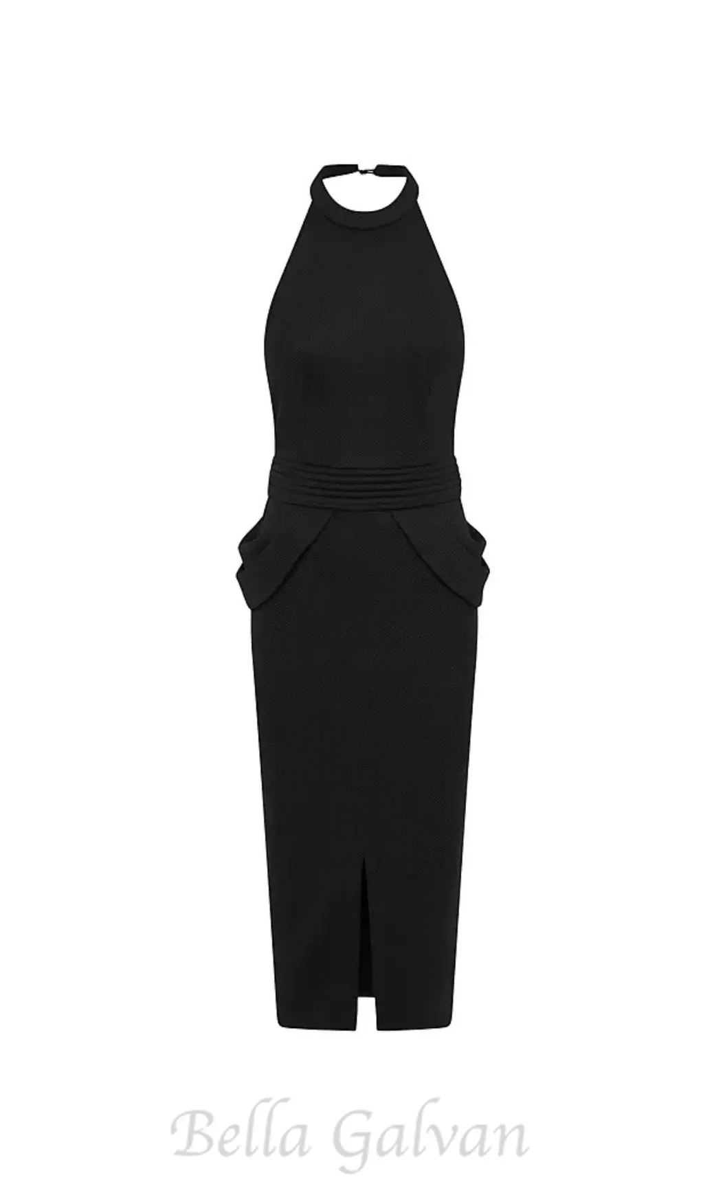 Rise Textured Halter Midi Dress in black Flowering Girl