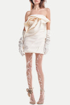 Naylor Floral Strapless Mini Dress - Beige Flowering Girl