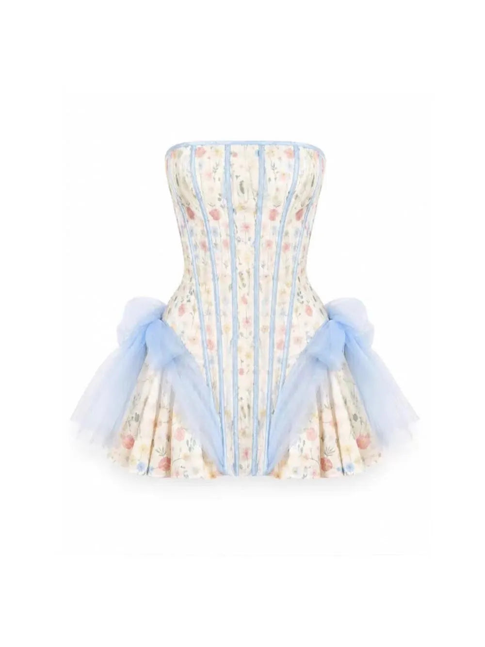 Manasa Strapless Floral Mini Dress Flowering Girl