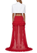 Evarune High Neck Cape Crop Top Flowering Girl