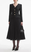 Black Tinsel Boucle Chiffon Midi Dress Flowering Girl