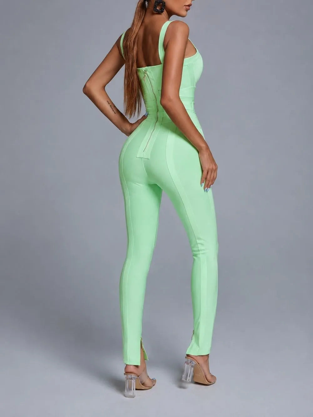 Mandelina Green Bandage Jumpsuit Flowering Girl