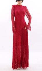 Janus Red Long Sleeve Maxi Dress Flowering Girl