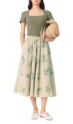 Embroidered Technical Skirt Flowering Girl