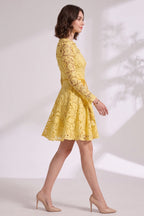 Yellow Guipure Lace Fit-And-Flare Dress Flowering Girl