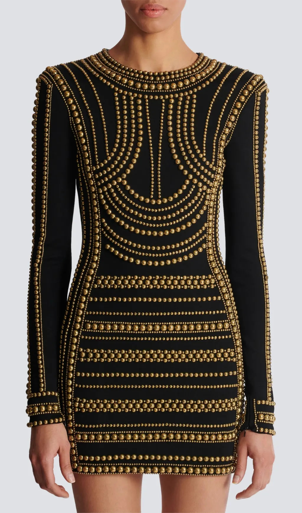 Bran Black Gold Bead-Embroidered Mini Dress Flowering Girl