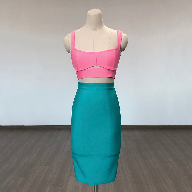 Bandage Bodycon Dress Set Flowering Girl
