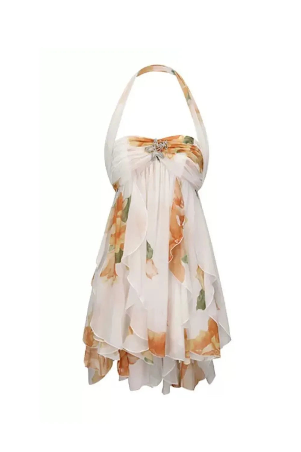 katherine Floral Halter Backless Mini Dress Flowering Girl