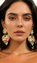 Jumelle Heart Flower Earrings Flowering Girl