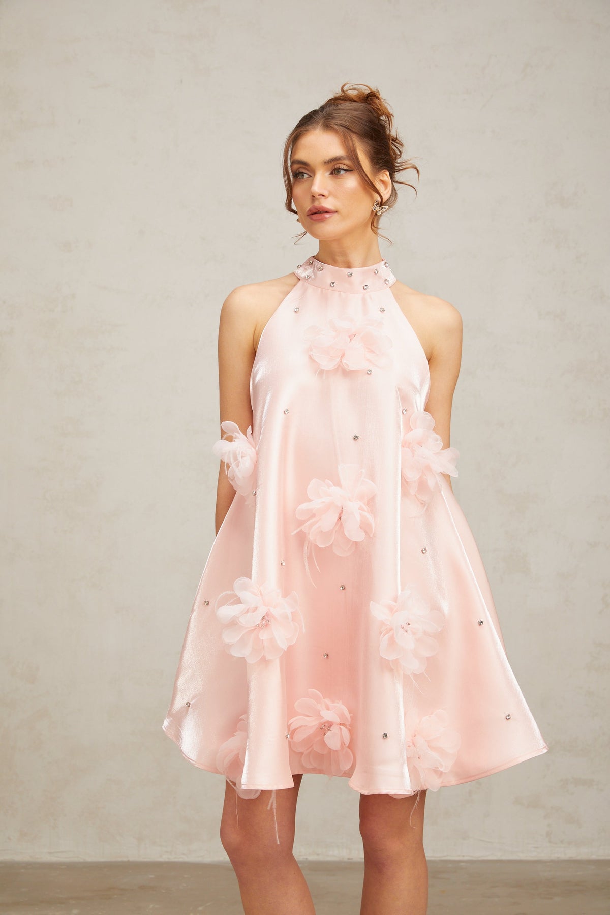Quella Pink Flower Sleeveless A-Line Mini Dress Flowering Girl