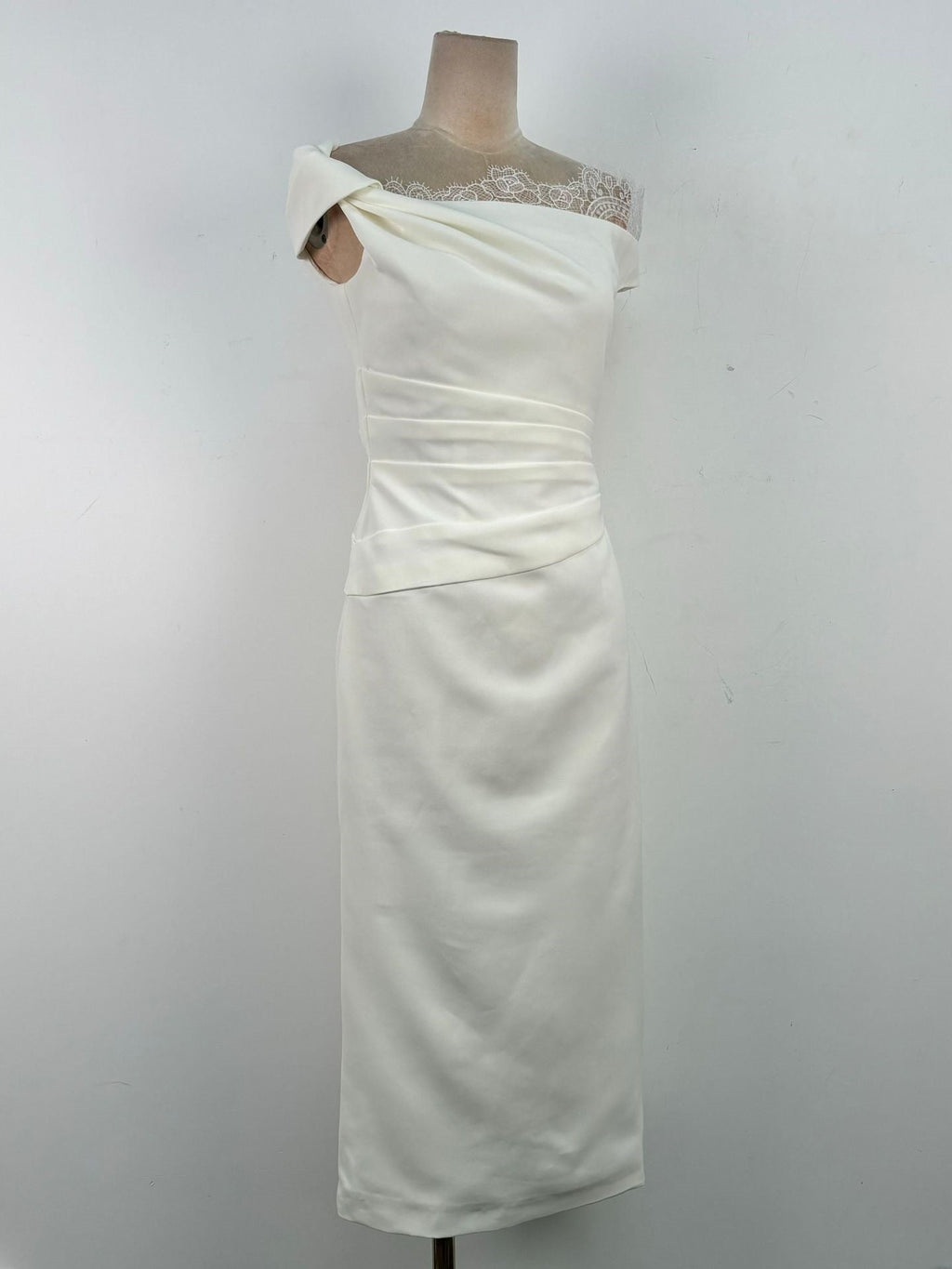 Off-White Crepe Sheath Dress Flowering Girl