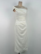 Off-White Crepe Sheath Dress Flowering Girl