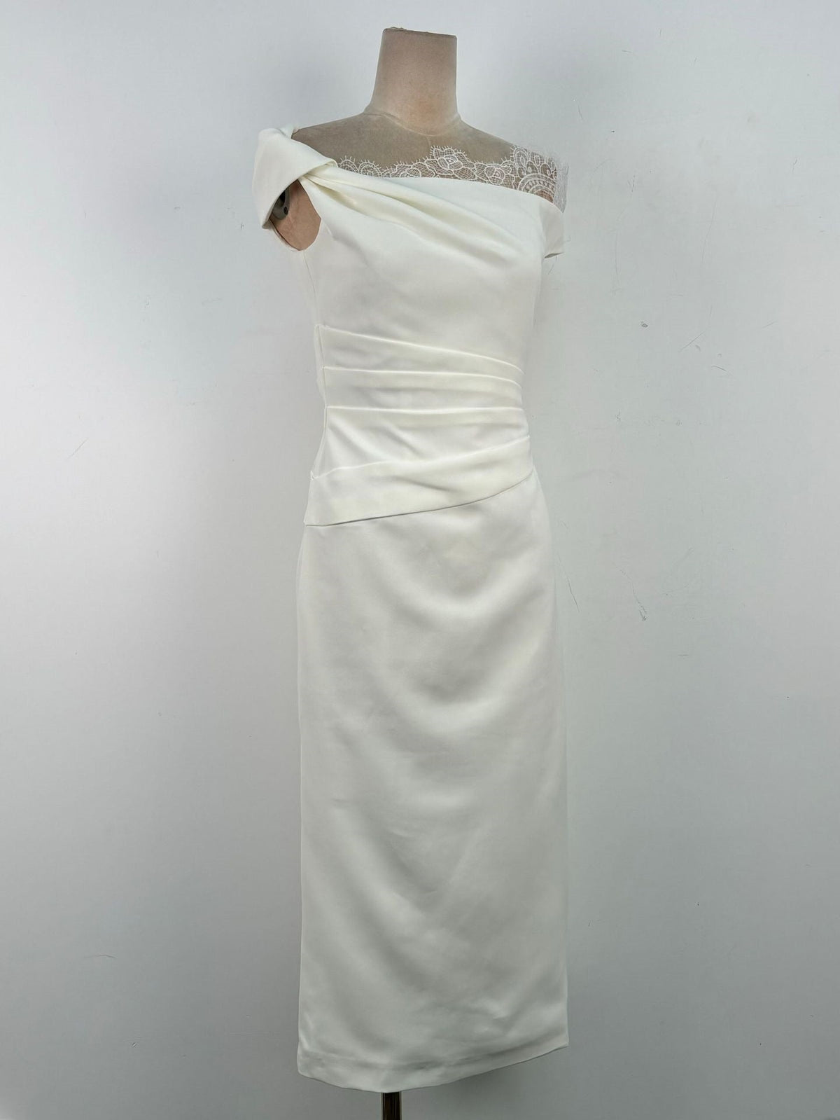 Off-White Crepe Sheath Dress Flowering Girl