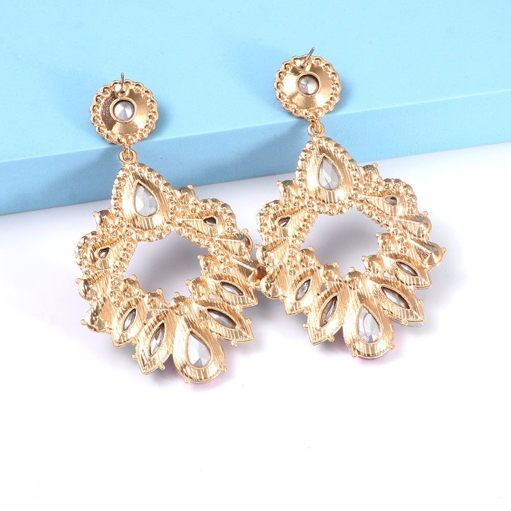 Colorful Crystal Chandelier Drop Earrings Flowering Girl