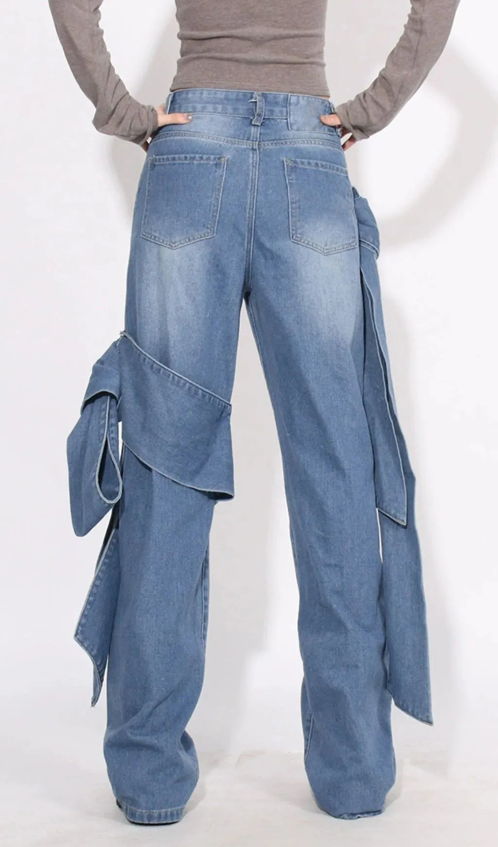 Hussain Blue Bow Denim Pants Flowering Girl