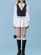 Qoryndal Long Sleeve Mini Dress With Belt Flowering Girl