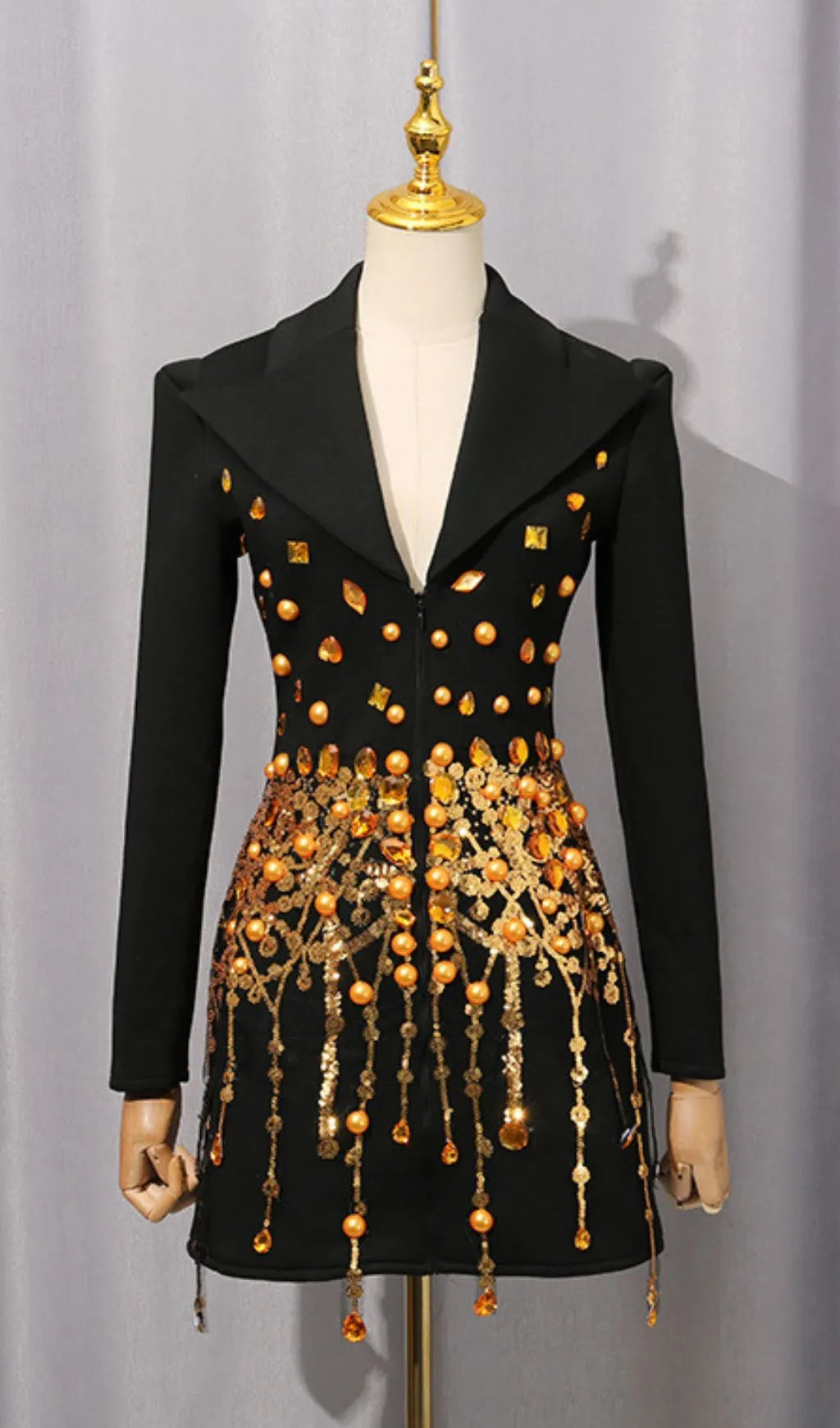 Isak Black Sequin Beaded Blazer Dress Flowering Girl