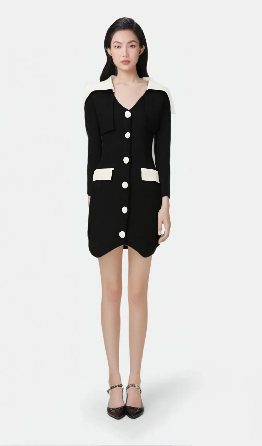 Enora black contrast-color mini dress Flowering Girl