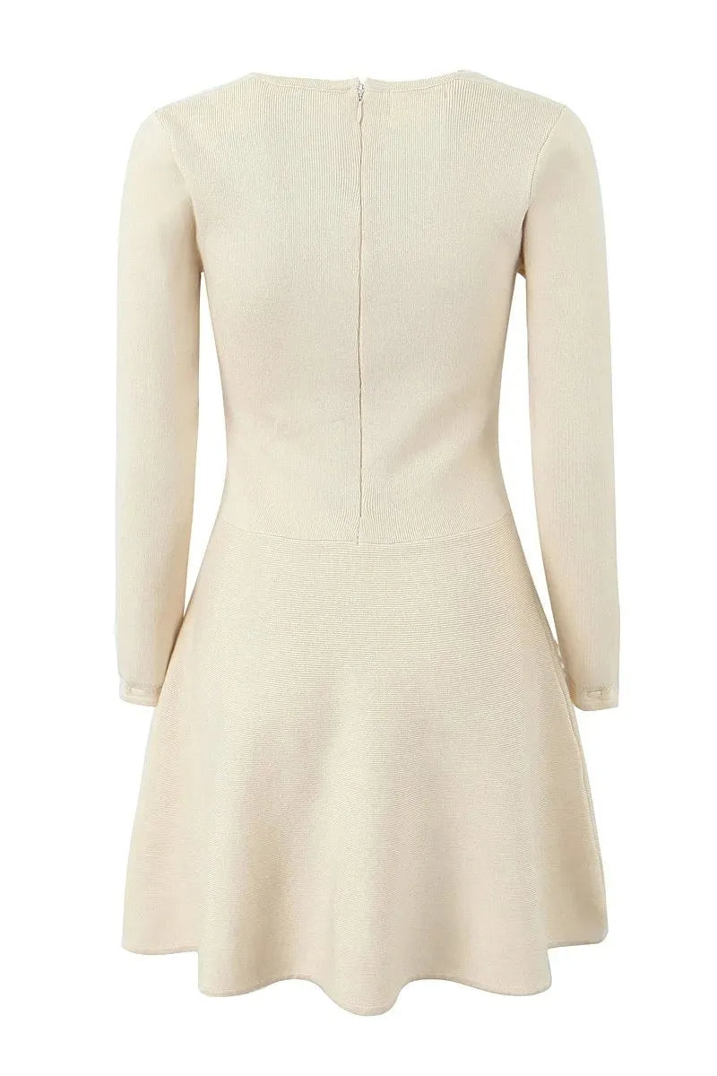 Lillian Square-Neck Knit Mini Dress Flowering Girl