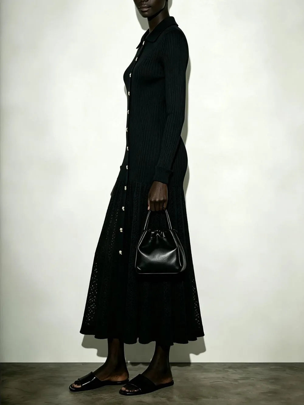 Marily Long Sleeve Knit Midi Dress Flowering Girl