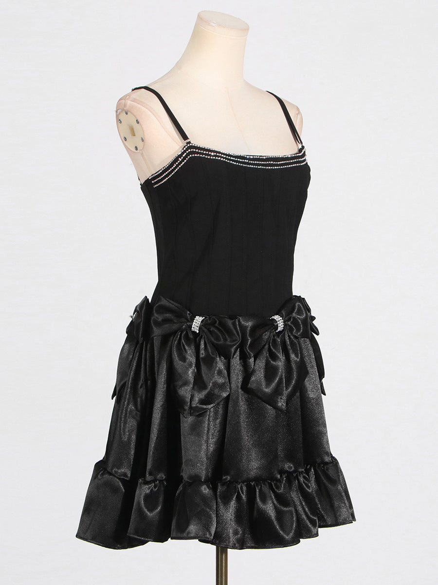 Diamond bow mini dress in black Flowering Girl