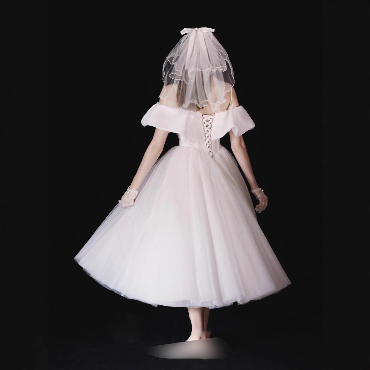 Sebastiane French-Style Ruffled One-Shoulder Midi Dress - White Flowering Girl