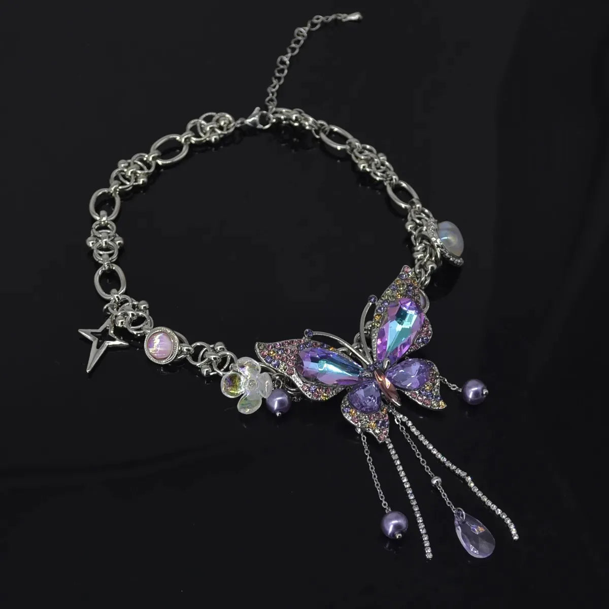 Teardrop Tassel Butterfly Necklace Flowering Girl