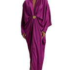 Satin Batwing Sleeve Maxi Kaftan Dress Flowering Girl