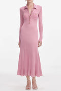 Dominic Pink Viscose Knit Midi Dress Flowering Girl