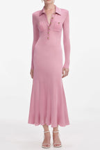 Dominic Pink Viscose Knit Midi Dress Flowering Girl