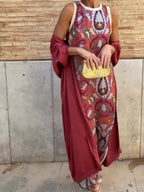 Elegant printed two-piece dress with cape Flowering Girl