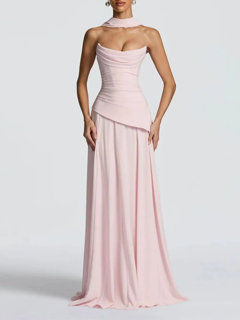 Materia Pink Strapless Maxi Dress Flowering Girl