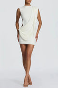 Thelasa Draped Backless Mini Dress - White Flowering Girl