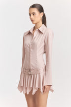 dinah Umbrella tail hem Shirt mini Dress in pink Flowering Girl