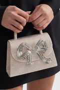 Sparkling Rhinestone Clutch With Decorative Metallic Bow - Champagne Flowering Girl