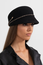 Short Brim Hat With Wrapped Detail - Black Flowering Girl